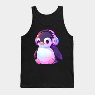 Cute Penguin With Headphones Tank Top